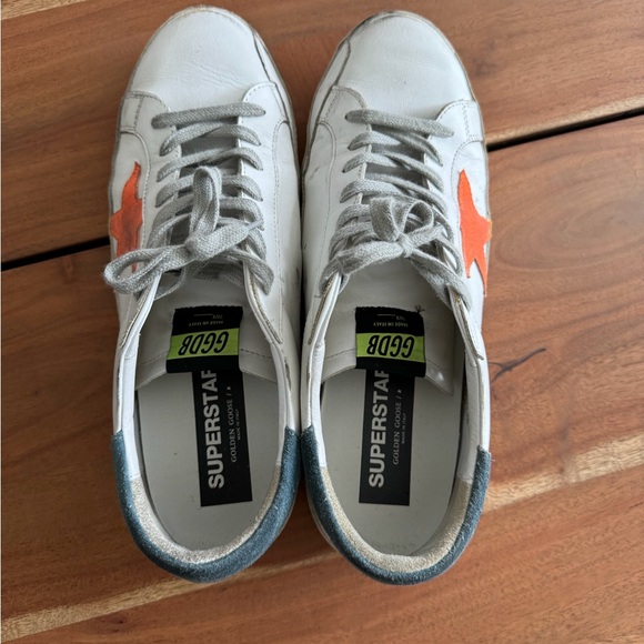 Golden Goose White and Orange Star Sneakers - Picture 5 of 8